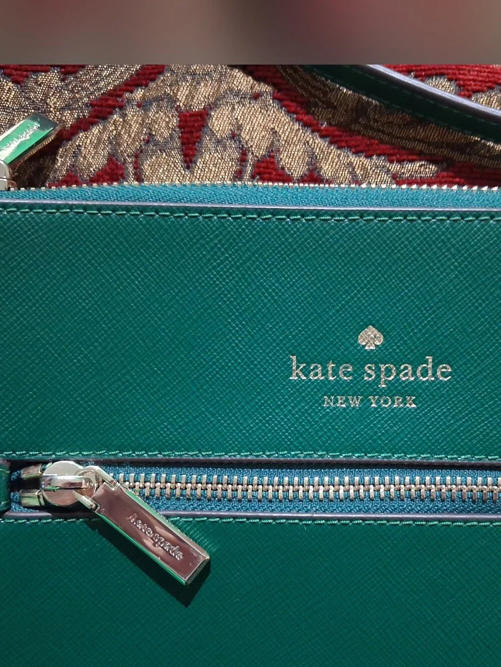 kate spade Green Leather Crossbody Bag with Front Zip Pocket
